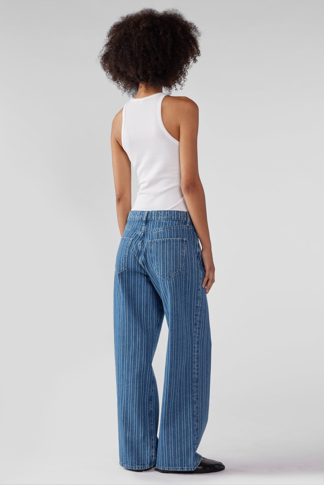 Sparrow Mid-Rise Baggy Jean - Striped Medium Indigo