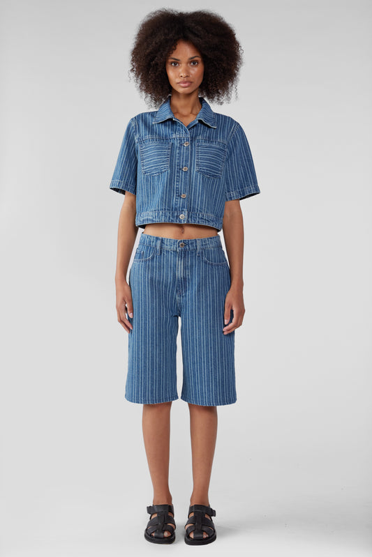 Phoebe Short Sleeve Denim Jacket - Medium Indigo