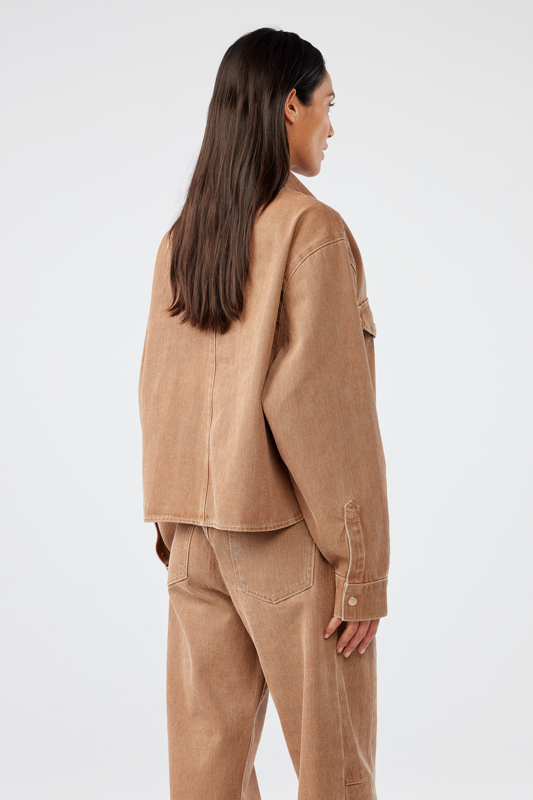 Castro Cropped Oversized Shirt - Coco brown