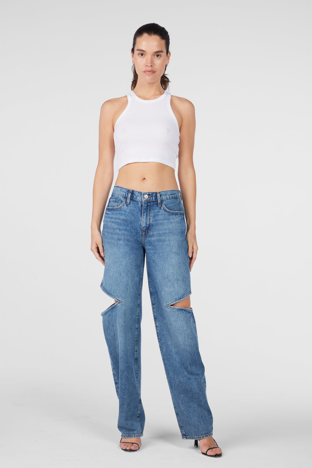 Aubrey Mid-rise Cut-out Straight Leg - Topanga Vintage Indigo