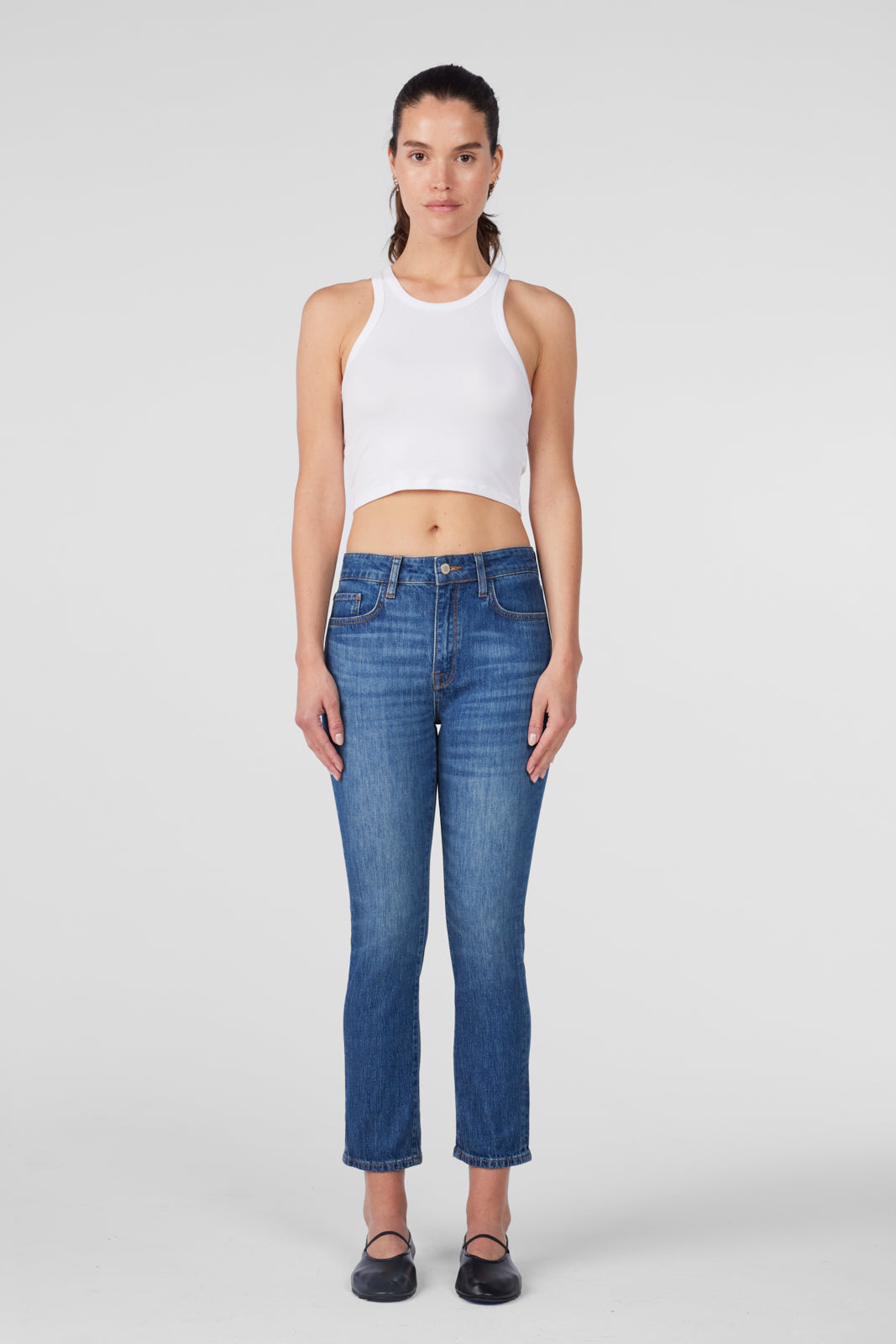 Hawn High Rise Cropped Loose Skinny - Medium Indigo