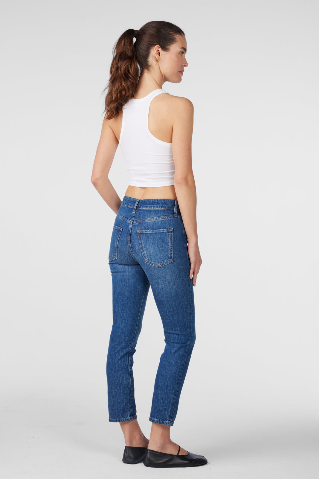 Hawn High Rise Cropped Loose Skinny - Medium Indigo