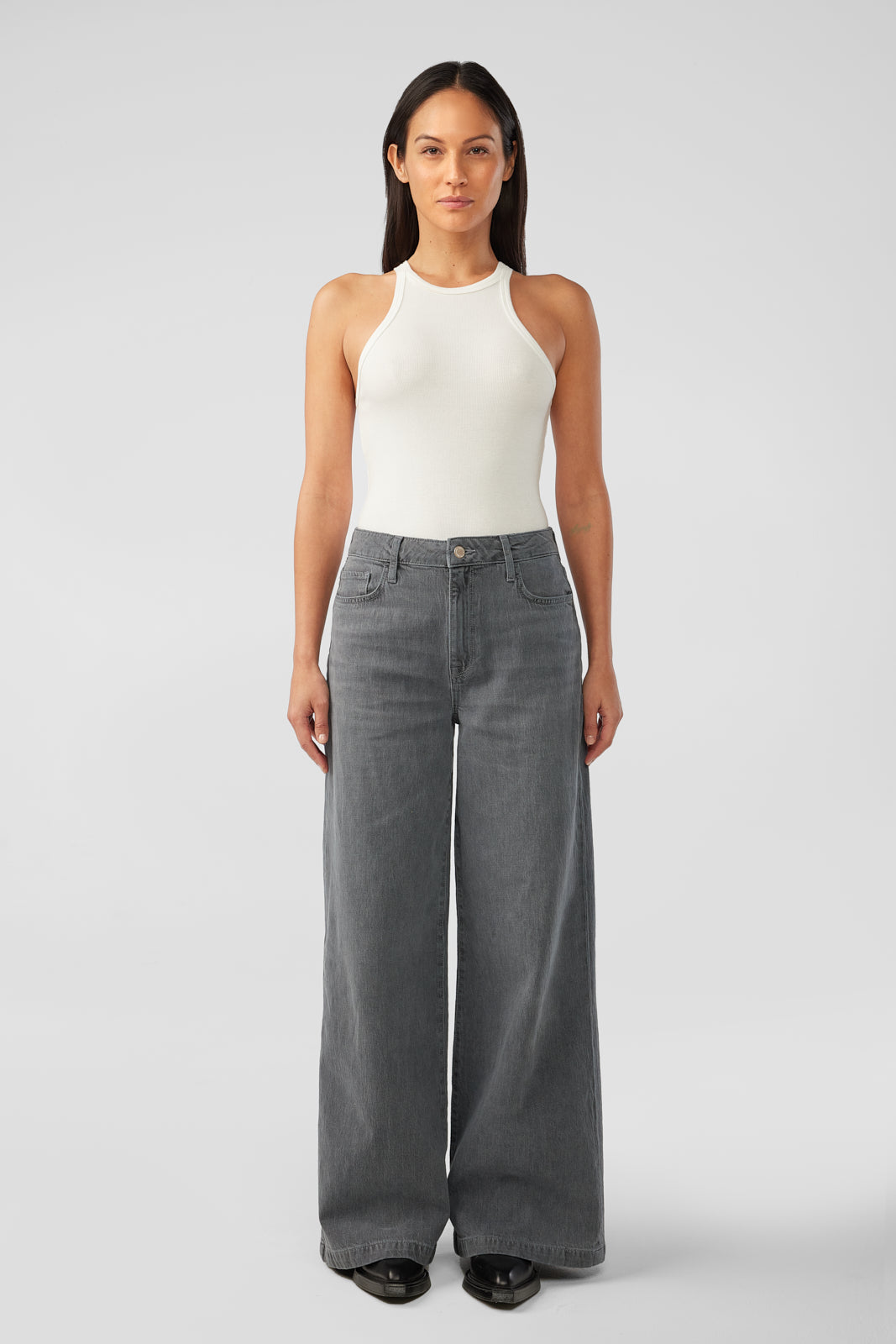 Fonda High Rise Wide Leg - Tempesta Grey