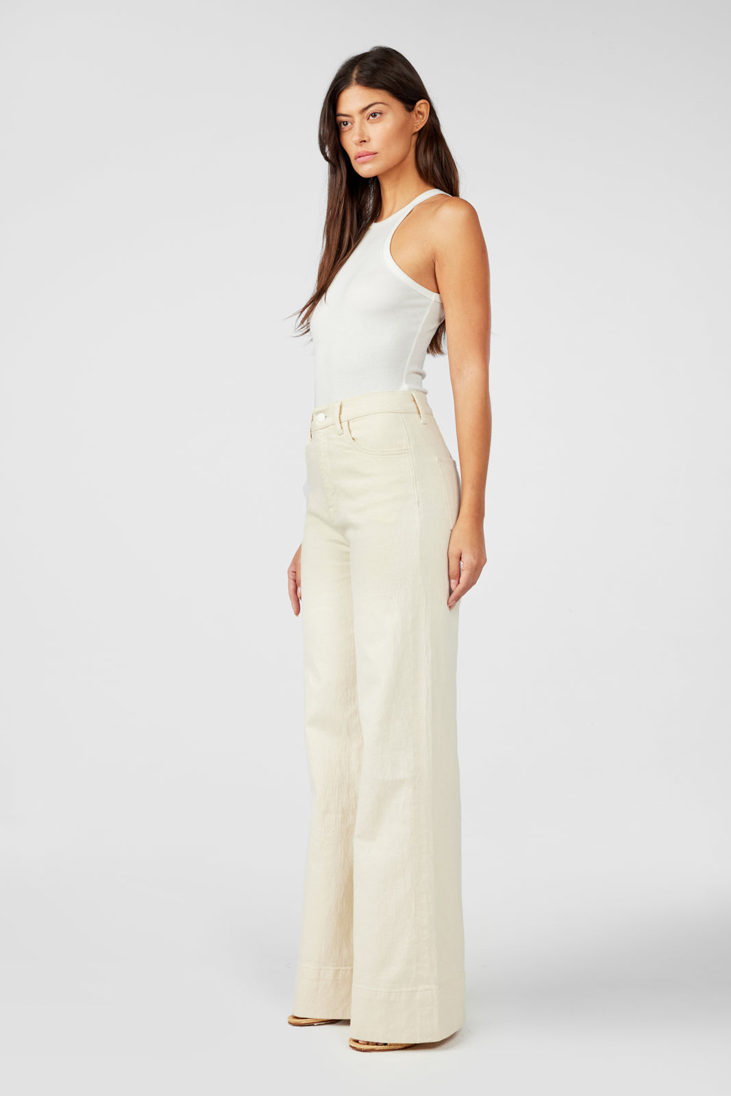 Ms. Onassis V-High Rise Wide Leg - Off White