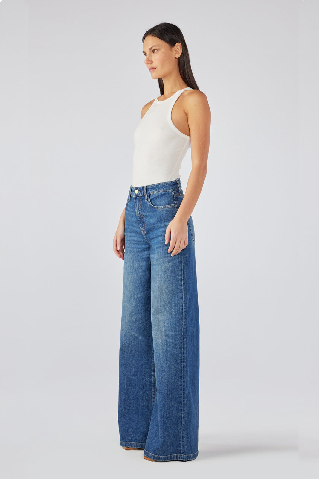 Fonda High Rise Wide Leg - Medium Indigo