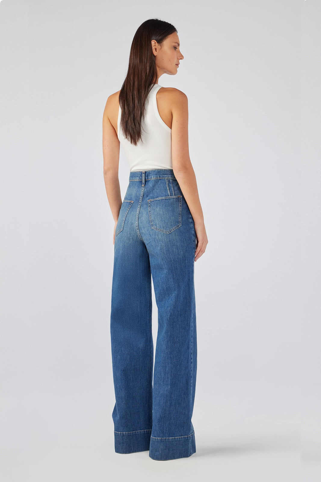 Ms. Onassis V-High Rise Wide Leg Jean - Medium Indigo